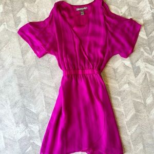 CHARLIE JADE Roya Dress 100% SILK Cold Shoulder Shift Mini XS